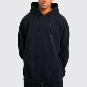 Sweat-shirt à capuche noir coupe classique personnalisé, en molleton épais de qualité supérieure, écologique, unisexe, style streetwear - Product Image 2
