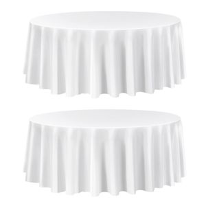 Lot de 2 nappes blanches en polyester, diamètre 120 pouces, résistantes aux taches et aux plis, lavables en machine - Product Image 6