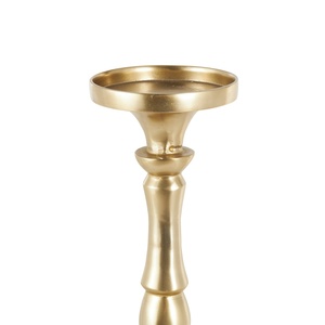 Elegant <b>Tall</b> Gold Pillar <b>Candle</b> Holder Featuring a Classic Spindle Style Stem Durable Metal With Refined Matte Gold Finish - Product Image 5