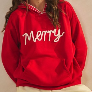 เสื้อฮู้ดปักลายสีแดงแบบยูนิเซ็กส์ ทรงโอเวอร์ไซส์ ผ้าฟลีซ มีกระเป๋าหน้า สวมใส่สบายๆ สำหรับคริสต์มาสและฤดูหนาว - Product Image 3