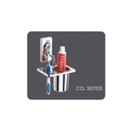 Support de porte-brosse à dents durable en acier inoxydable avec finition nickelée pour brosse à dents et dentifrice