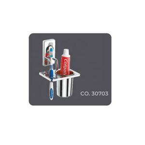 Support de porte-brosse à dents durable en acier inoxydable avec finition nickelée pour brosse à dents et dentifrice - Product Image 2