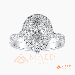 925 Sterling Silver Pear Cut Cluster Halo Engagement <b>Ring</b> Women Pave Band American Diamond <b>CZ</b> Wedding <b>Ring</b> Fine Jewelry - Product Image 5