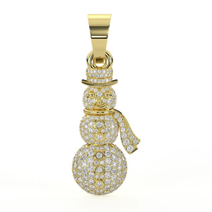 จี้รูปมนุษย์หิมะประดับเพชรโมอิสซาไนต์ทรงกลมแบบ Iced Out ทองคำ 18K สีเหลืองทอง สไตล์ฮิปฮอป ประดับเพชรแบบ Pave ของขวัญวันครบรอบสำหรับผู้ชาย - Product Image 1
