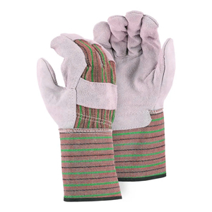 Nouveaux gants de travail de qualité supérieure en cuir de vachette grainé, imperméables, avec paume renforcée, poignet réglable et sangle dorsale courte à rayures, pour une sécurité optimale. - Product Image 1