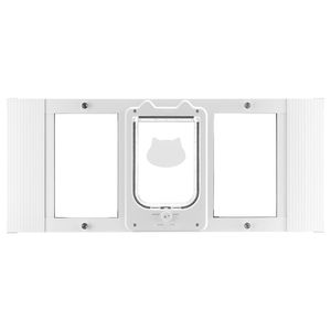 ประตูหน้าต่างสำหรับแมวแบบปรับได้ โครงอะลูมิเนียม กระจกใสพิเศษ พร้อมระบบล็อค 4 รูปแบบ รองรับหน้าต่างขนาดกว้าง 31"-36" - Product Image 1