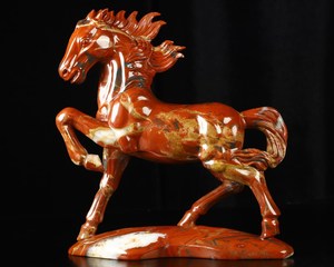 Escultura de Caballo de Cristal Tallada a Mano de Jaspe Rojo de 10.2 Pulgadas, Figura de Piedra Curativa Natural, Decoración para el Hogar, Regalo de Feng Shui - Product Image 4