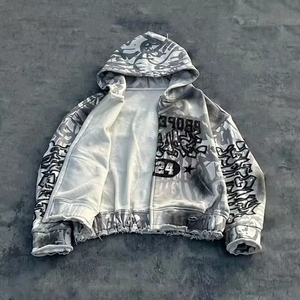 Survêtement unisexe à imprimé loup, à capuche, manches longues, fermeture éclair, vêtement décontracté d'hiver, coupe régulière, poches latérales, 100% polyester - Product Image 4