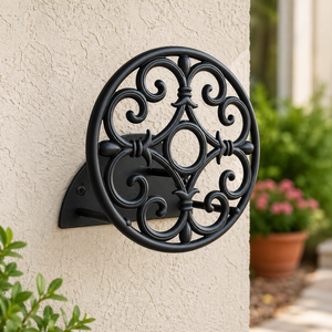 Soporte de Pared Metálico Negro para Manguera de Jardín, Decorativo, GARCHR015 - Product Image 2