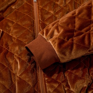 Ensemble deux pièces matelassé en velours pour femme, col rond, fermeture éclair, décontracté, pour l'automne, coupe régulière, manches longues, longueur au-dessus du genou - Product Image 6