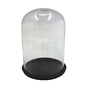 Soporte de pastel de aluminio hecho a mano para decoración de boda con cúpula de vidrio negro niquelado acabado hecho a mano - Product Image 1