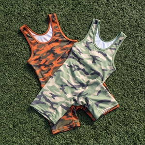 Maillots de lutte personnalisés en sublimation camouflage, tissu extensible 4 directions en spandex, maillot de lutte sans manches, USA World Tops - Product Image 3
