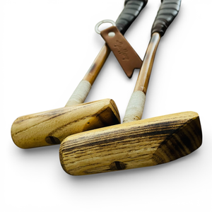 Bastón de polo antiguo BU de los años 1900 - Restaurado, encerado y envejecido - Mango de cuero - Acabado natural quemado en la cabeza y el eje - Bastón de 48 pulgadas - Product Image 6