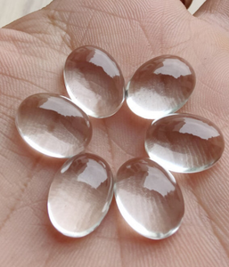 Venta al por Mayor de Gemas de Cuarzo Cristalino Natural Transparente en Forma Ovalada con Reverso Plano para la Fabricación de Joyas - Product Image 2