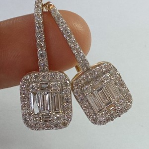925 Sterling Silver Rhodium Plated Round Cut Natural <b>Diamond</b> Ladies Drop <b>Dangle</b> <b>Earrings</b> Womens 1.53 Ct Trendy Wedding Jewelry - Product Image 4