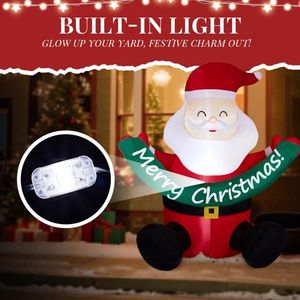 Decorazione Natalizia Gonfiabile di Babbo Natale Illuminato da 1,77 m in PVC per Giardino, Banner Divertente e Impressionante - Product Image 3