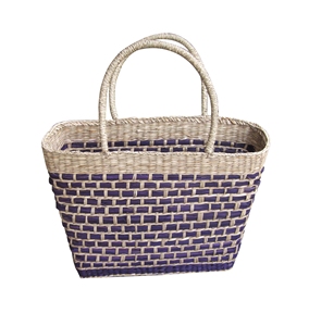 High Quality Vietnam Seagrass Casual Tote Basket Two Vintage Style Waterproof <b>Shoulder</b> <b>Strap</b> Natural Handwoven Home Decor - Product Image 3