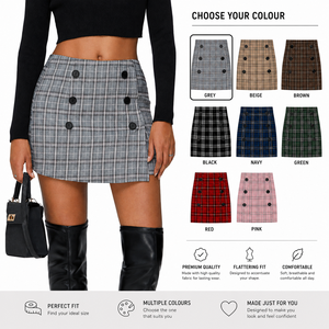 Falda pantalón plisada de chifón a cuadros transpirable para mujer, popular en TikTok, para deportes de invierno, tenis, golf, con bolsillo trasero en la cintura, talla grande - Product Image 3