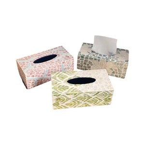 Boîte à mouchoirs rectangulaire haut de gamme en nacre, support en bois fait main avec incrustation de coquillages pour la décoration intérieure - Product Image 4