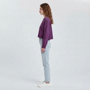 Sudadera Casual Corta de Cuello Redondo para Mujer, Manga Larga, Tejido Suave, Cómoda, Proveedor de Ropa Personalizada - Product Image 3