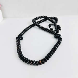 Venta al por mayor hecho a mano indio negro ébano madera oración Misbah 100 cuentas Rosario oración Tasbeeh católico madera Tasbih para uso religioso - Product Image 3