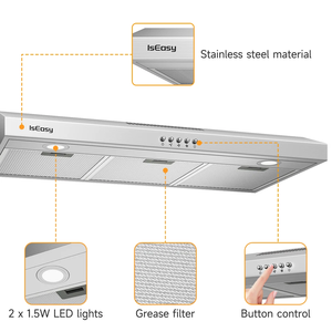 Campana extractora bajo gabinete de 36 pulgadas 250C-F-M de acero inoxidable con 3 velocidades para cocina Ventus-A - Product Image 6
