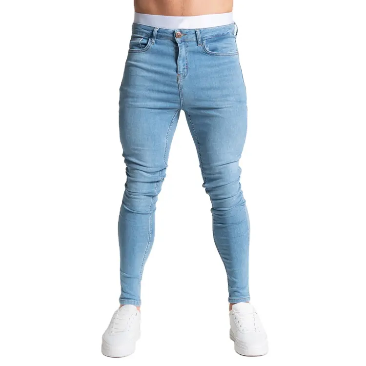 OEM personalizzato di alta qualità skinny fit appliqued denim jeans uomo slim jeans strappati pantaloni a forma di corpo abbigliamento Casual uomini di migliore qualità