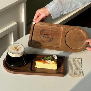 Plateau en bois de qualité supérieure pour collations et boissons, plateau de service pour thé et café, porte-tasses, accessoire décoratif pour la cuisine et la table à manger - Product Image 1