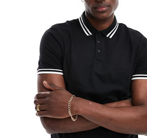 Nouveau design, polos décontractés pour hommes, séchage rapide, 100% coton, couleur unie, polo de golf pour hommes, couleur noire, manches courtes, été - Product Image 5