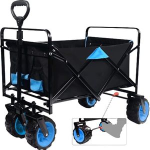 Carrello da Spiaggia Pieghevole in Acciaio Resistente, Carrello Multiuso per Campeggio e Giardino con Ruote Universali Regolabili - Product Image 1
