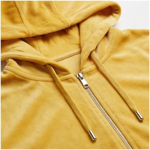 Women Yellow Hooded Tracksuit <b>Full</b> <b>Zip</b> <b>Sweatshirt</b> & Pants Set Casual Solid Color Fleece Jogger Outfit Autumn Wear - Product Image 4