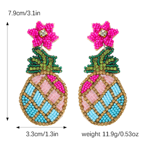 Al por mayor: Cuentas de arroz de colores con diseño de piña y frutas tropicales, hechas a mano estilo bohemio, unisex, con pedrería, de MULTI CRAFT - Product Image 6