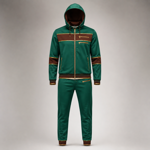 Survêtement multi-panneaux en tissu polyester imperméable avec capuche réglable et cordon de serrage pour homme, combinaison de couleurs personnalisée, vente en gros, mode - Product Image 1