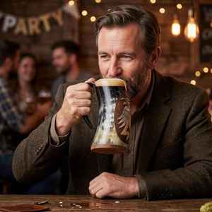 Custom Engraved Rustic Viking Eco-Friendly Durable <b>Large</b> Capacity Handmade Natural Buffalo Horn Beer <b>Mug</b> with Handle - Product Image 5