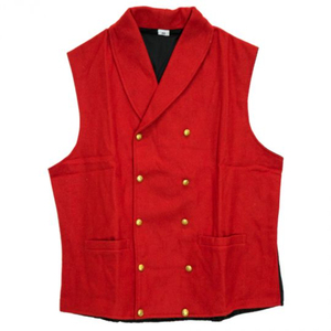 Gilet de Costume Homme Rouge Croisé en Laine Style Vintage pour Reconstitutions Historiques du XIXe Siècle - Product Image 1