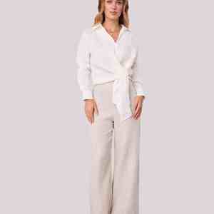 Chemisier d'été pour femme en lin, nouveau modèle, col français, coupe ample, court, uni, simple, broderie machine, vente en gros pour boutiques - Product Image 5