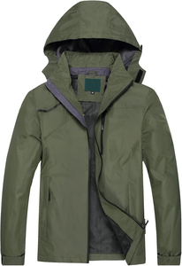 Men's Hooded Polyester Zipper Jacket – Lightweight Windproof Casual Outdoor Sports <b>Coat</b> - Product Image 6