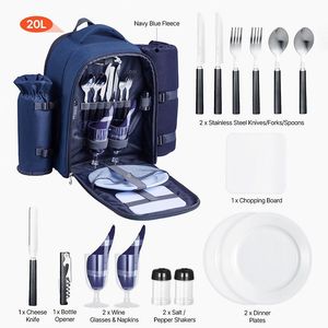 Borsa zaino per 2 persone all'aperto con stoviglie da campeggio per picnic e campeggi - Product Image 4