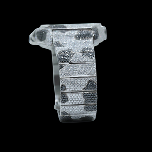 Trendy 41MM Luxury Moissanite Diamond Stones Stainless Steel Fashion Smart Dial Display Glass <b>Window</b> Man's Watch <b>Silicone</b> Band - Product Image 2