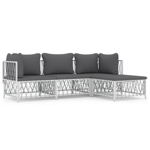 Set Lounge da Giardino Bianco e Grigio Scuro - Product Image 2