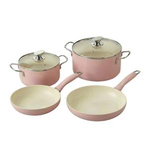 Ensemble de 4 ustensiles de cuisine de style américain en céramique antiadhésive avec couvercles en verre pour tous les types de cuisinières, construction en aluminium, passe au lave-vaisselle - Product Image 6