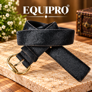 Cinturón de Cuero Genuino con Pelo de Vaca Negro Equipro, Hebilla de Aleación, Estampado Animal, Estilo Vintage Casual - Product Image 2