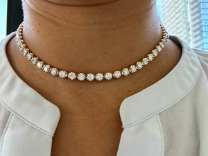 Luxury Gold Plated <b>Choker</b> Necklace With Round Cubic Zirconia Channel Setting For Women Party Daily Wear - Product Image 4