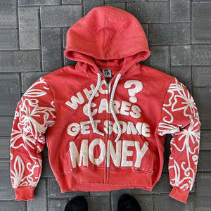 Sudadera con Capucha Personalizada OEM con Pedrería, Lavado Ácido, Estilo Oversize y Bordado Desgastado - Product Image 1