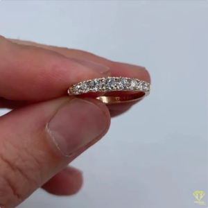 Round Cut Moissanite Half Eternity Ring 925 <b>Sterling</b> <b>Silver</b> Gold Finish <b>Wedding</b> <b>Band</b> For Women - Product Image 3