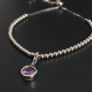 Bracelet à breloques en argent sterling avec pierre de naissance d'août (améthyste), cadeau pour femme - Product Image 5