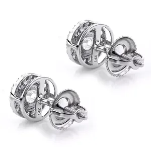 Boucles d'oreilles clous EtherStar 0,50 ct en diamant de laboratoire certifié IGI, plaqué or de luxe, pavé halo, fermoir à vis pour femme - Product Image 5