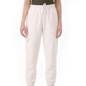 <b>Women's</b> <b>White</b> Elastic Waist <b>Jogger</b> Pants Relaxed Fit Casual Sweatpants with Cuffed Ankles for Everyday Lounge and Comfortable - Product Image 2