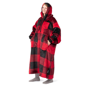 Oversized Long Solid Soft Cotton Blend Lined Front <b>Hooded</b> Wearable <b>Blanket</b> Sweatshirt Regular Sleeve <b>Fleece</b> Pullover Autumn - Product Image 1