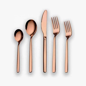 Portugal Cuillère En Acier Inoxydable Cuisine Or Rose Poli Poignée En Acier Inoxydable Fourchette Cuillère Couverts Ensemble - Product Image 3